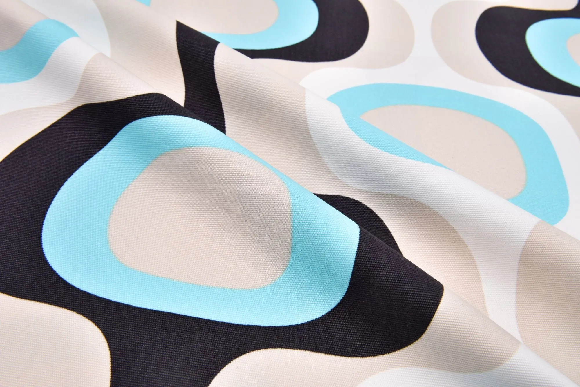 100% Cotton Half Panama Printed Fabric / Canvas printed Fabric /  Abstract Ellipses Natural Digital Print  Fabric