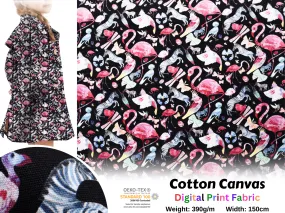 100% Cotton Half Panama Printed Fabric / Canvas printed Fabric /  Flamingo Digital Print  Fabric