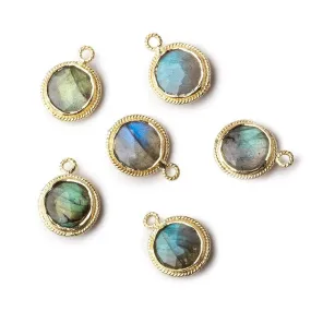 10mm Vermeil Rope Bezel Labradorite Coin Pendant 1 piece