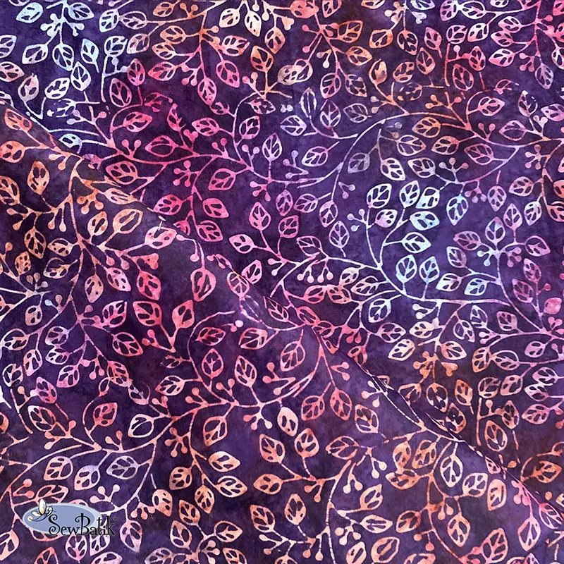 115" Batik Cotton - Violetta - Malbec  [ 43" CUT ONLY ]