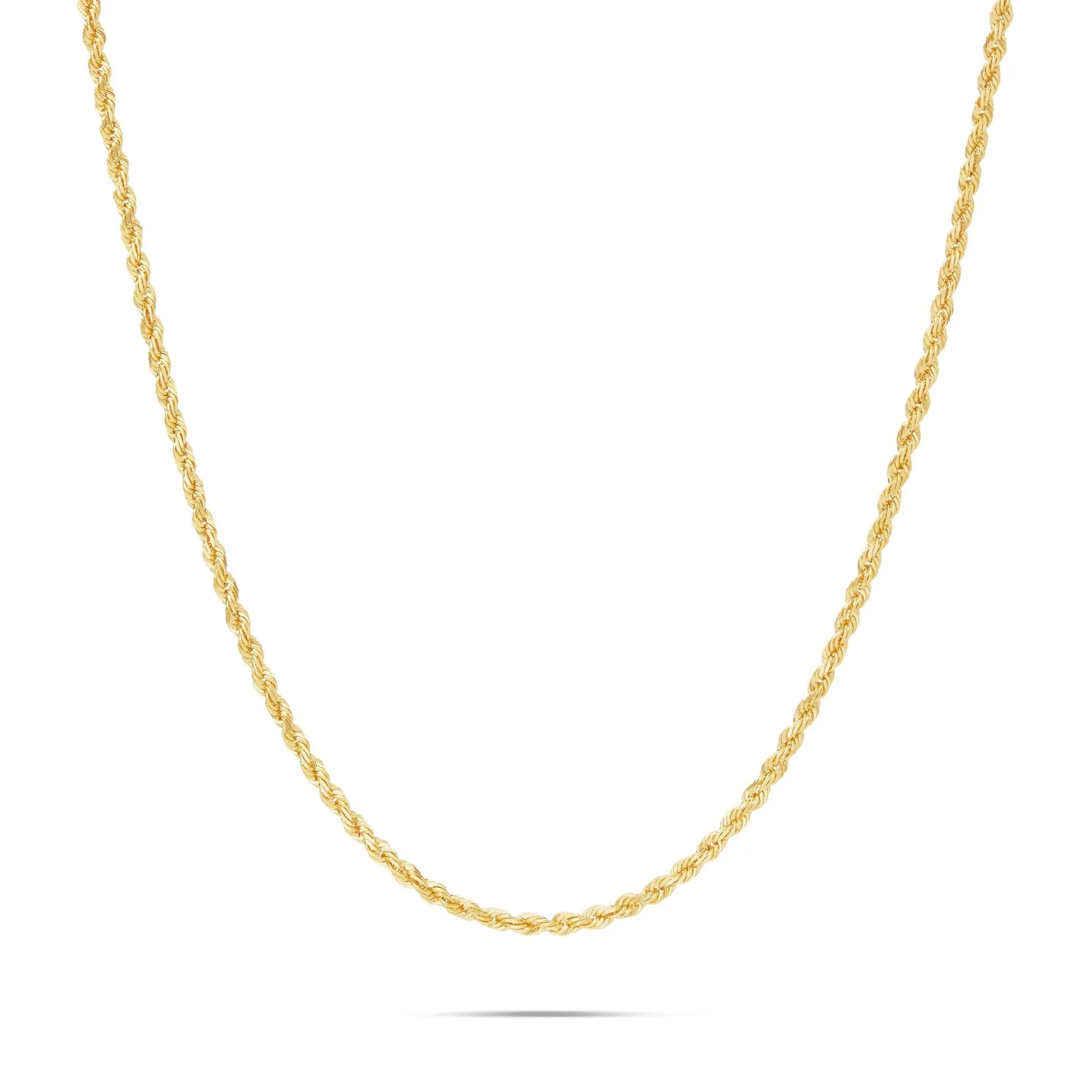 14K Solid Gold Rope Chain, 1.5mm