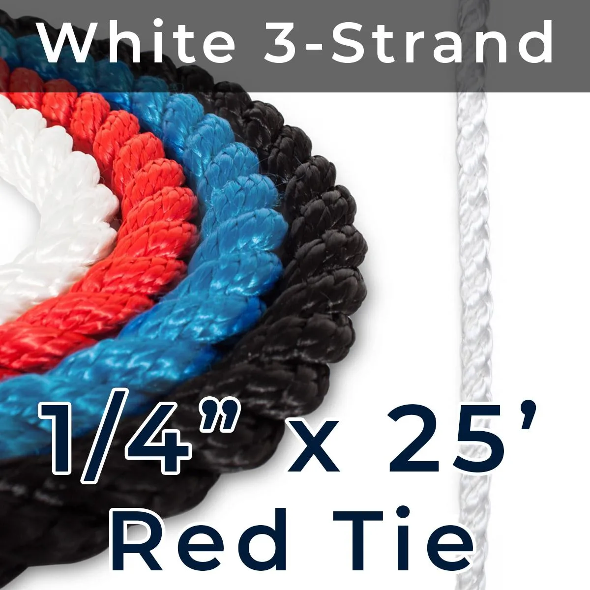 1/4" 3 Strand Nylon x 25' - Red twist tie