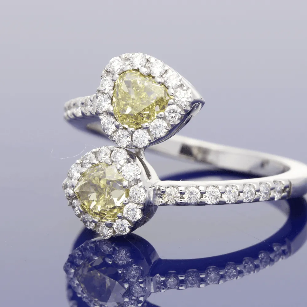 18ct White Gold Natural Yellow & White Diamond Dress Ring