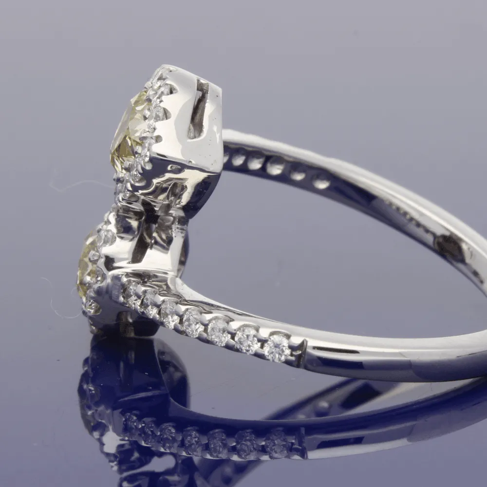 18ct White Gold Natural Yellow & White Diamond Dress Ring