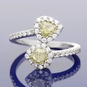 18ct White Gold Natural Yellow & White Diamond Dress Ring