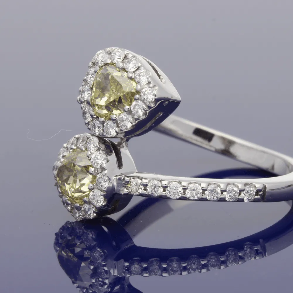 18ct White Gold Natural Yellow & White Diamond Dress Ring