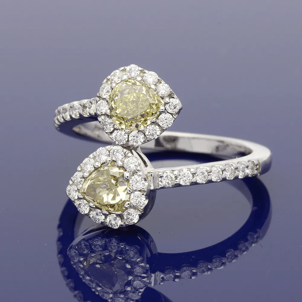 18ct White Gold Natural Yellow & White Diamond Dress Ring