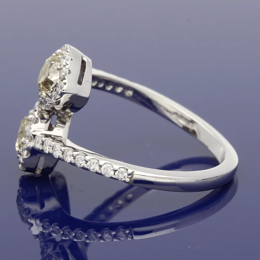 18ct White Gold Natural Yellow & White Diamond Dress Ring