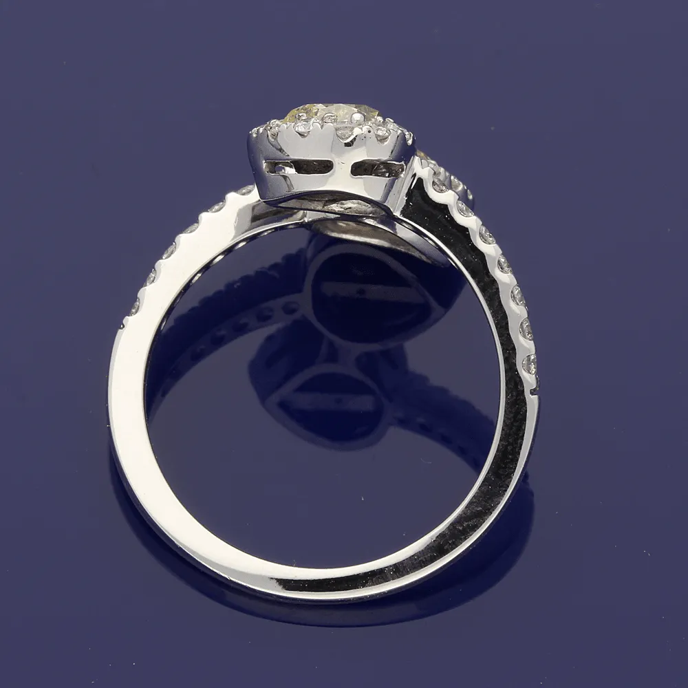 18ct White Gold Natural Yellow & White Diamond Dress Ring