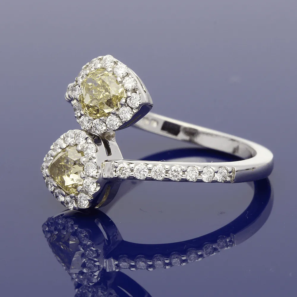 18ct White Gold Natural Yellow & White Diamond Dress Ring