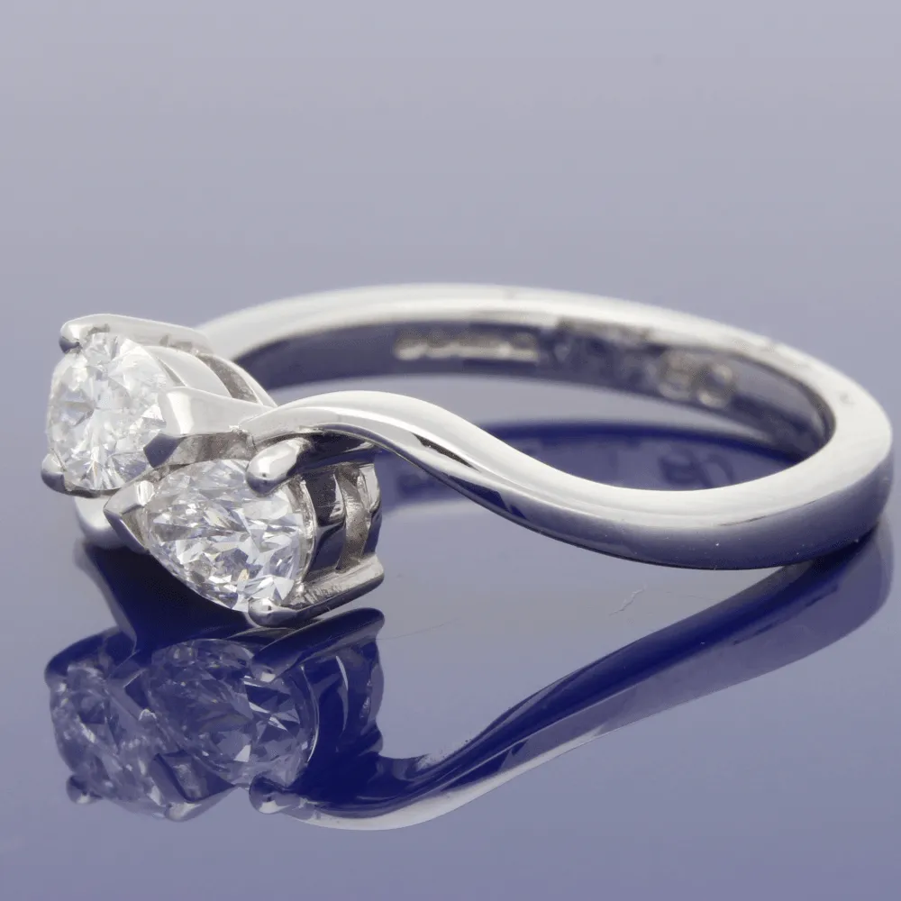 18ct White Gold Toi et Moi Pear Shape Diamond Ring