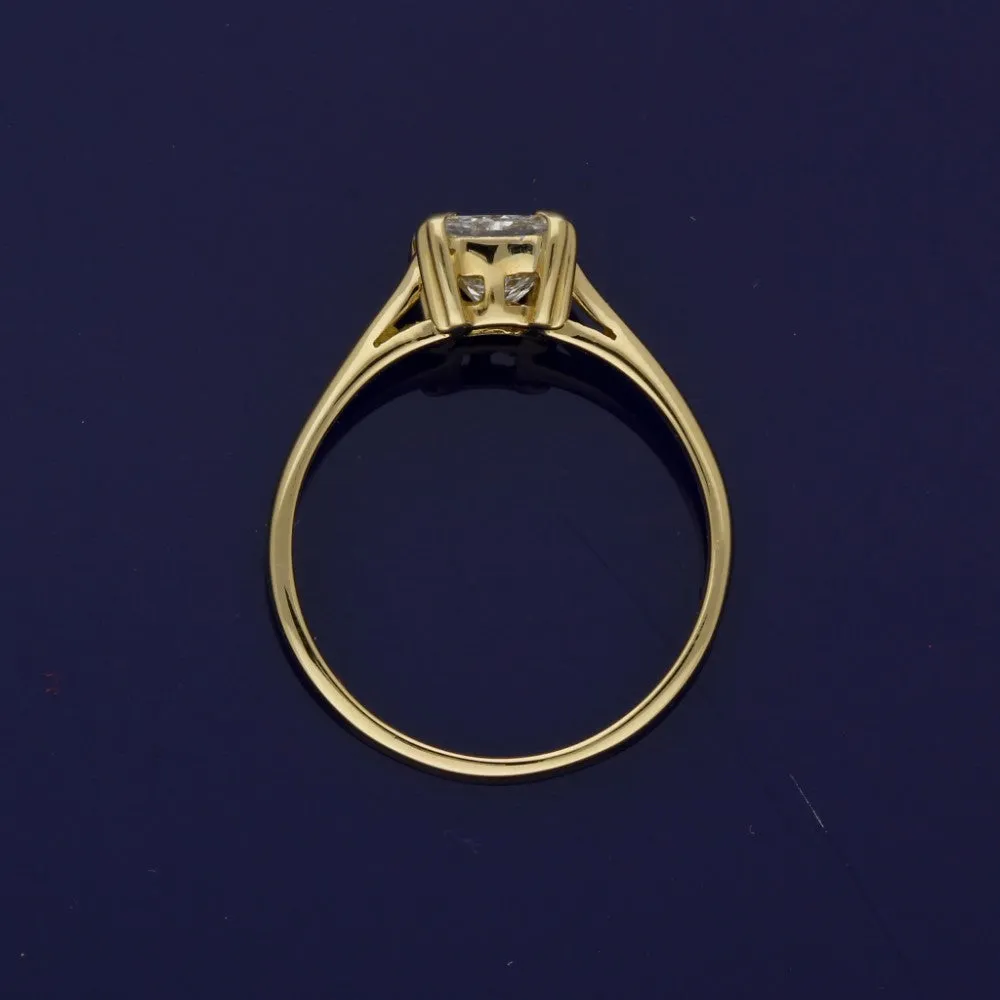 18ct Yellow Gold Princess Cut Diamond Solitaire Ring