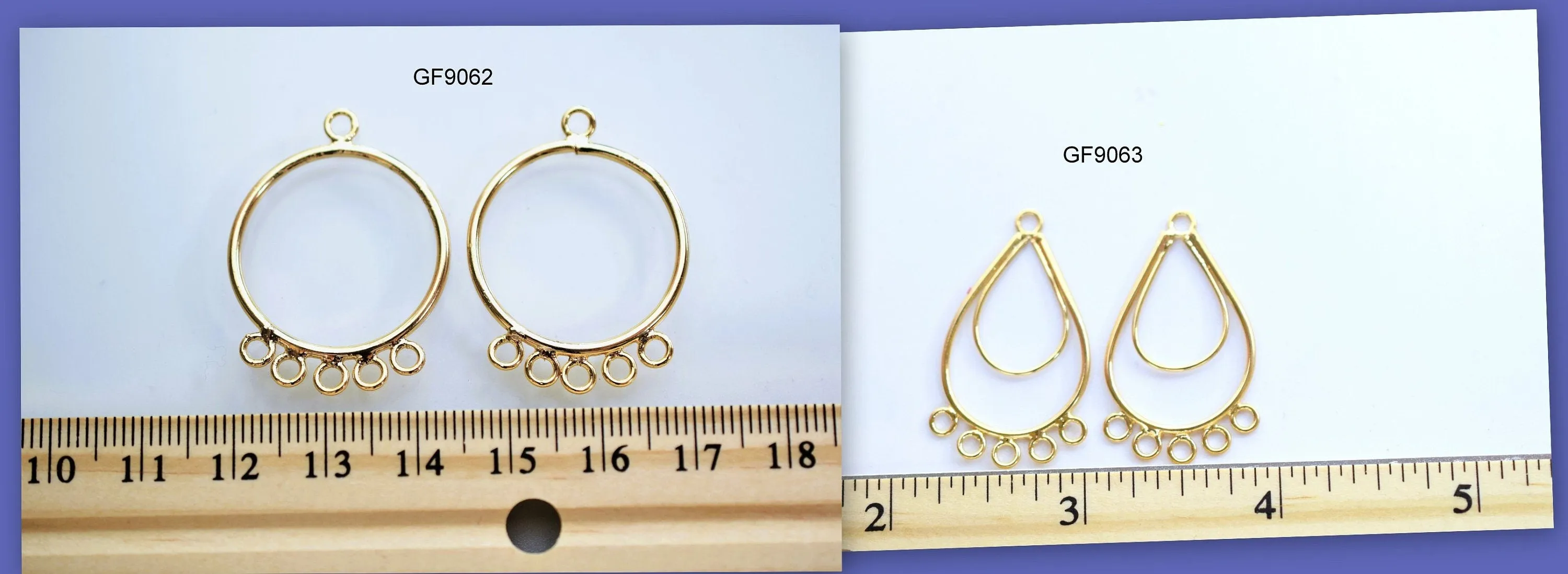 18K Gold Filled Look, Chandelier Earring Findings Set - Round and Teardrop Shapes for Jewelry Makers