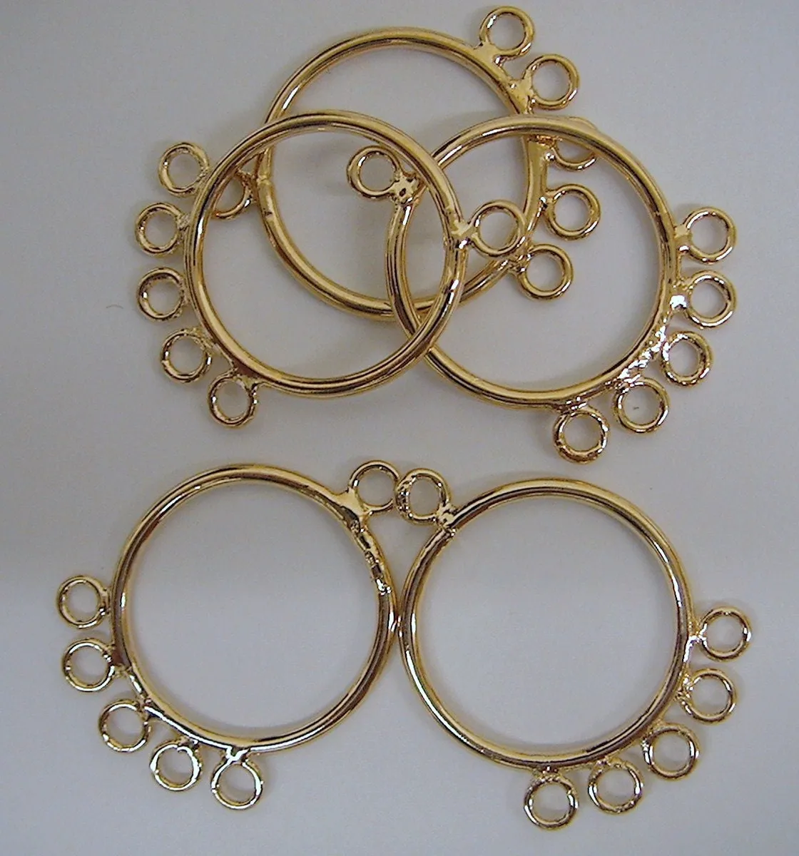 18K Gold Filled Look, Chandelier Earring Findings Set - Round and Teardrop Shapes for Jewelry Makers