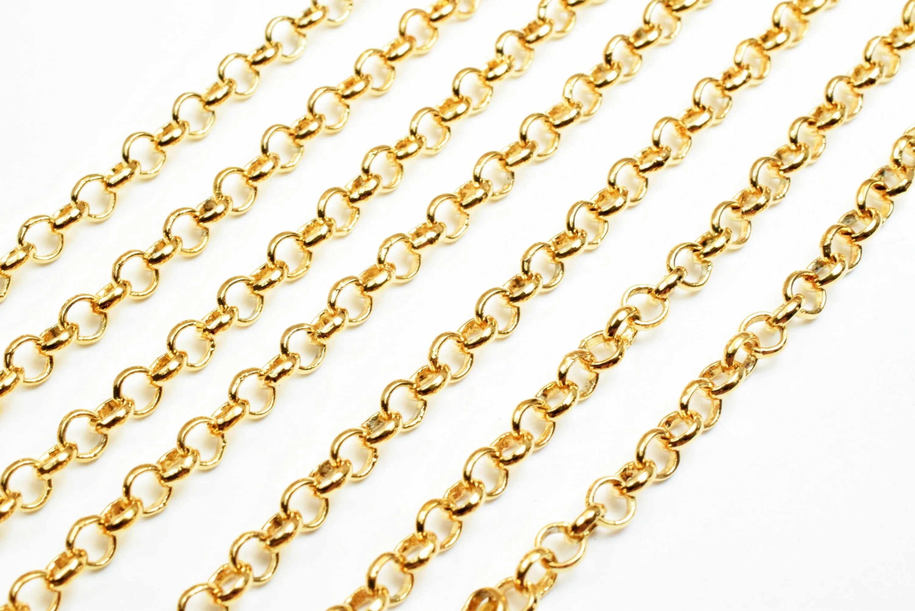 18K Gold Filled Look, Rolo Chain by the Foot - 3.5mm Tarnish-Resistant Necklace & Bracelet Supply