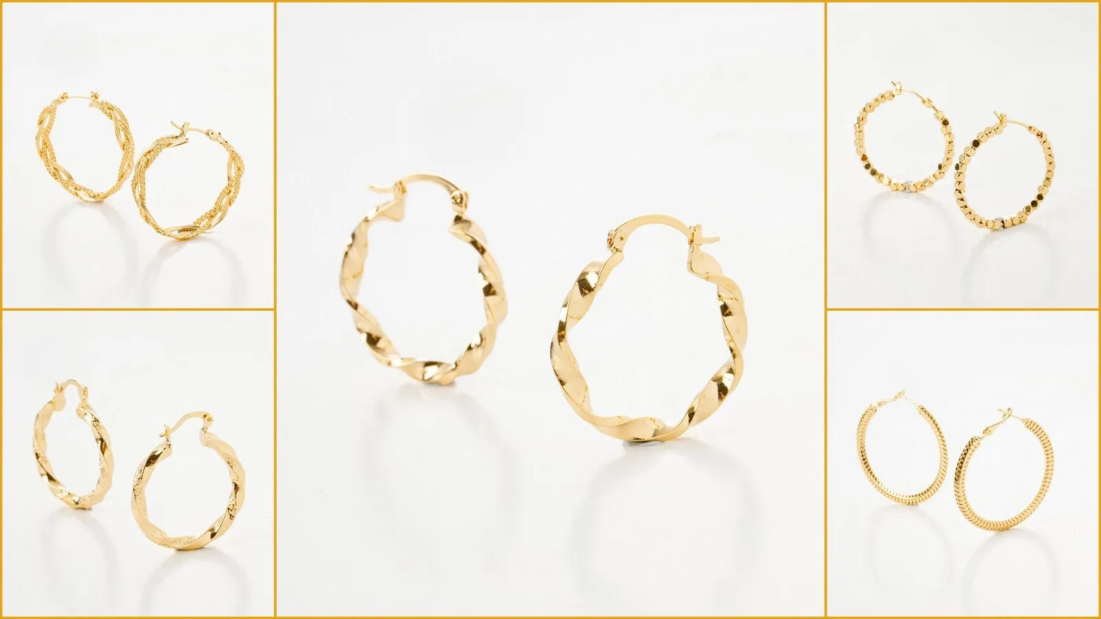 18K Gold Filled Look, Round Hoop Earrings Collection - Five Elegant Designs for Jewelry Artisans