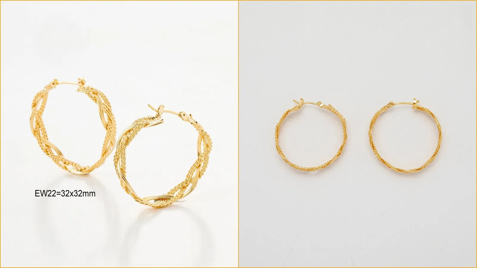 18K Gold Filled Look, Round Hoop Earrings Collection - Five Elegant Designs for Jewelry Artisans