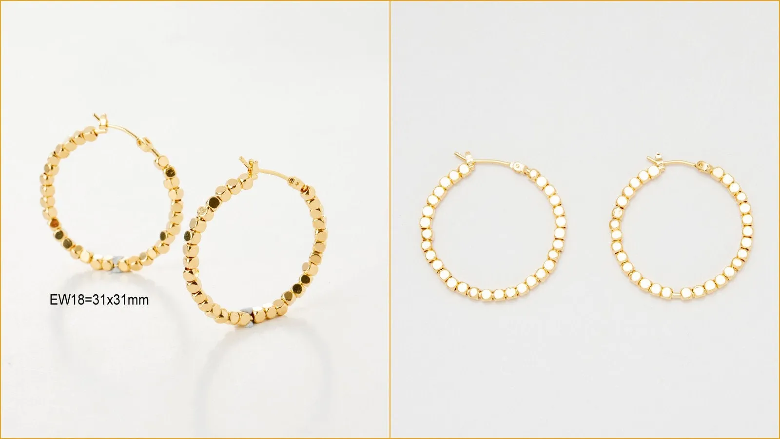 18K Gold Filled Look, Round Hoop Earrings Collection - Five Elegant Designs for Jewelry Artisans