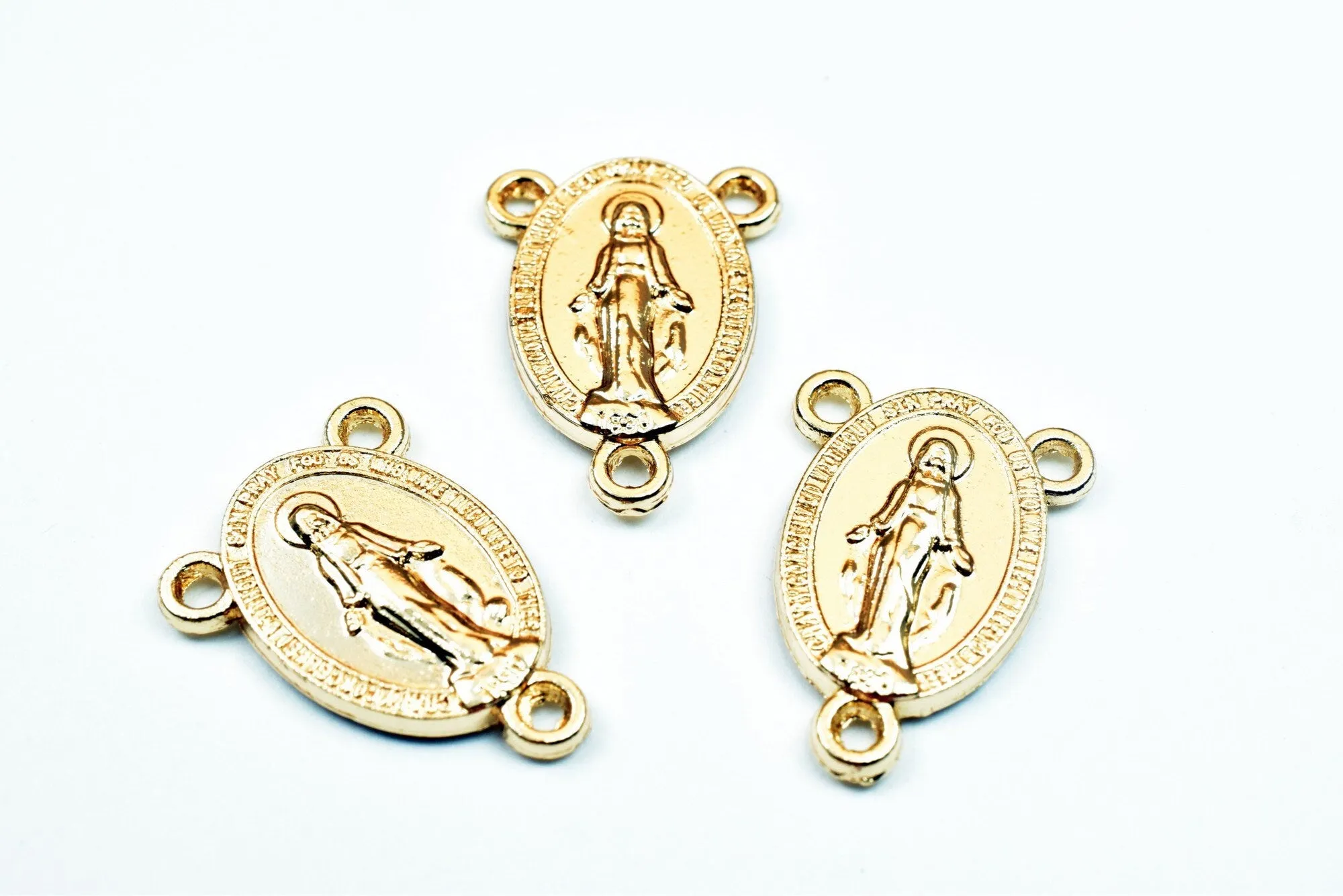 18K Gold Filled Look, Virgin Mary Y Connector - Elegant 20x14.5mm Religious Jewelry Finding for Rosary Making, Durable & Hypoallergenic