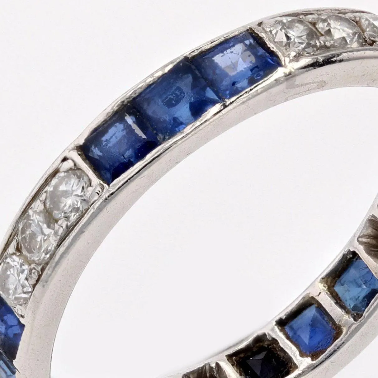 1930s Sapphire Diamonds Platinum Art Deco Wedding Ring