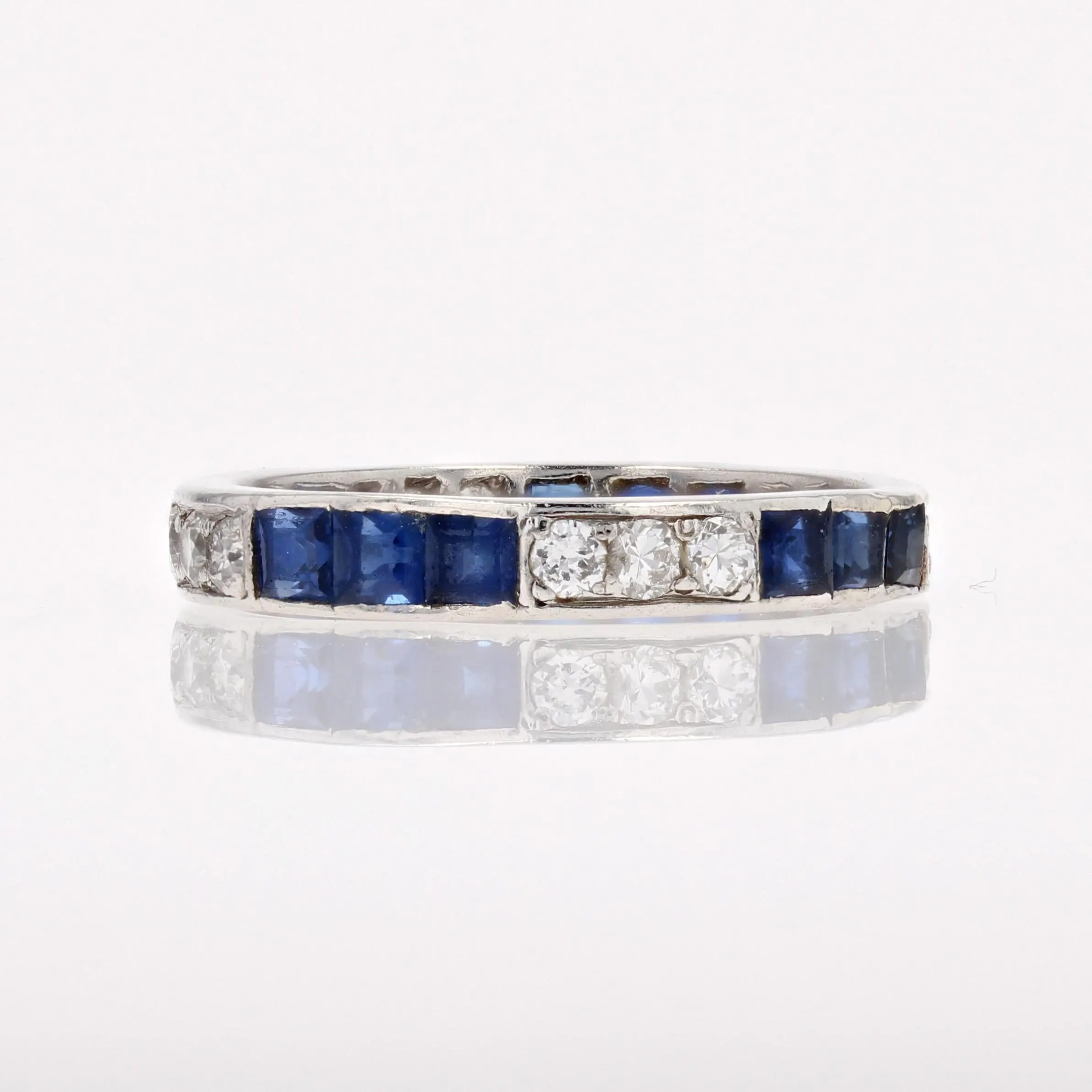 1930s Sapphire Diamonds Platinum Art Deco Wedding Ring