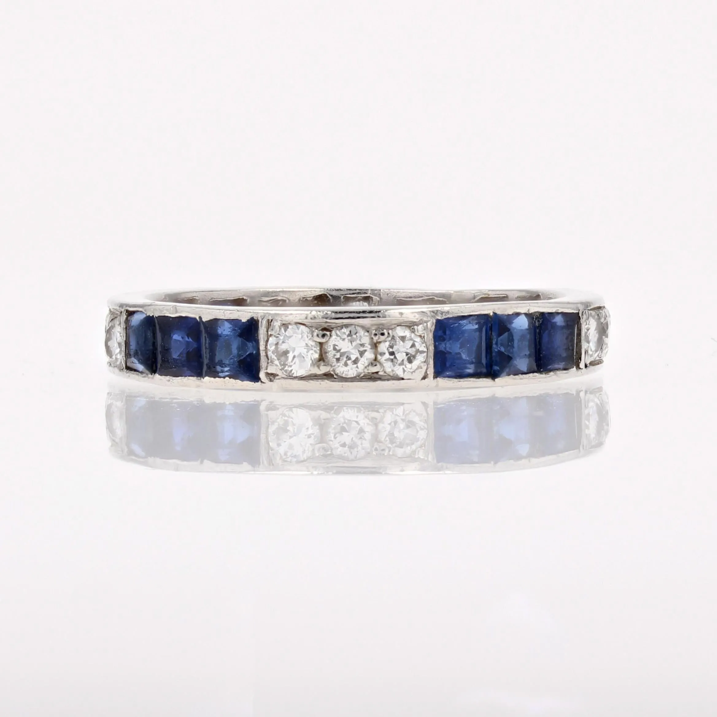 1930s Sapphire Diamonds Platinum Art Deco Wedding Ring