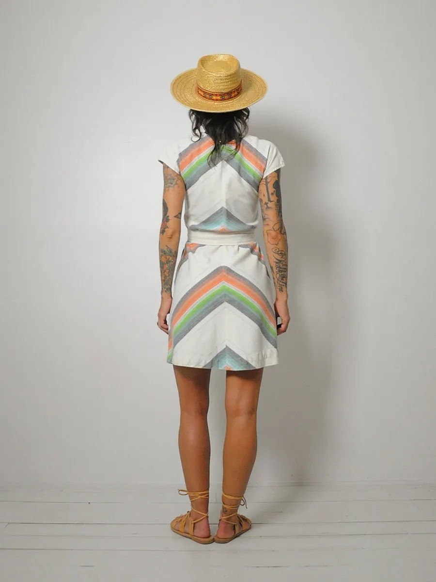 1970's Chevron Stripe Pocket Dress