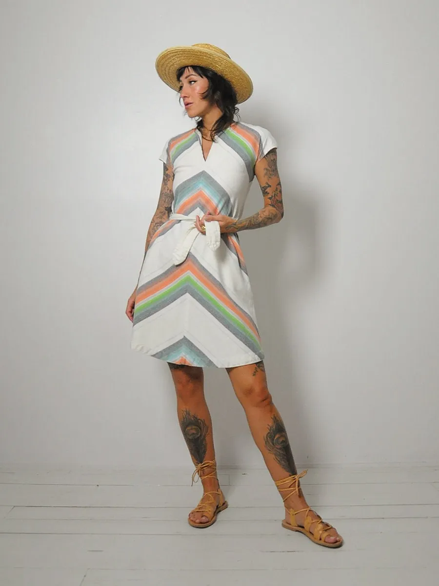 1970's Chevron Stripe Pocket Dress