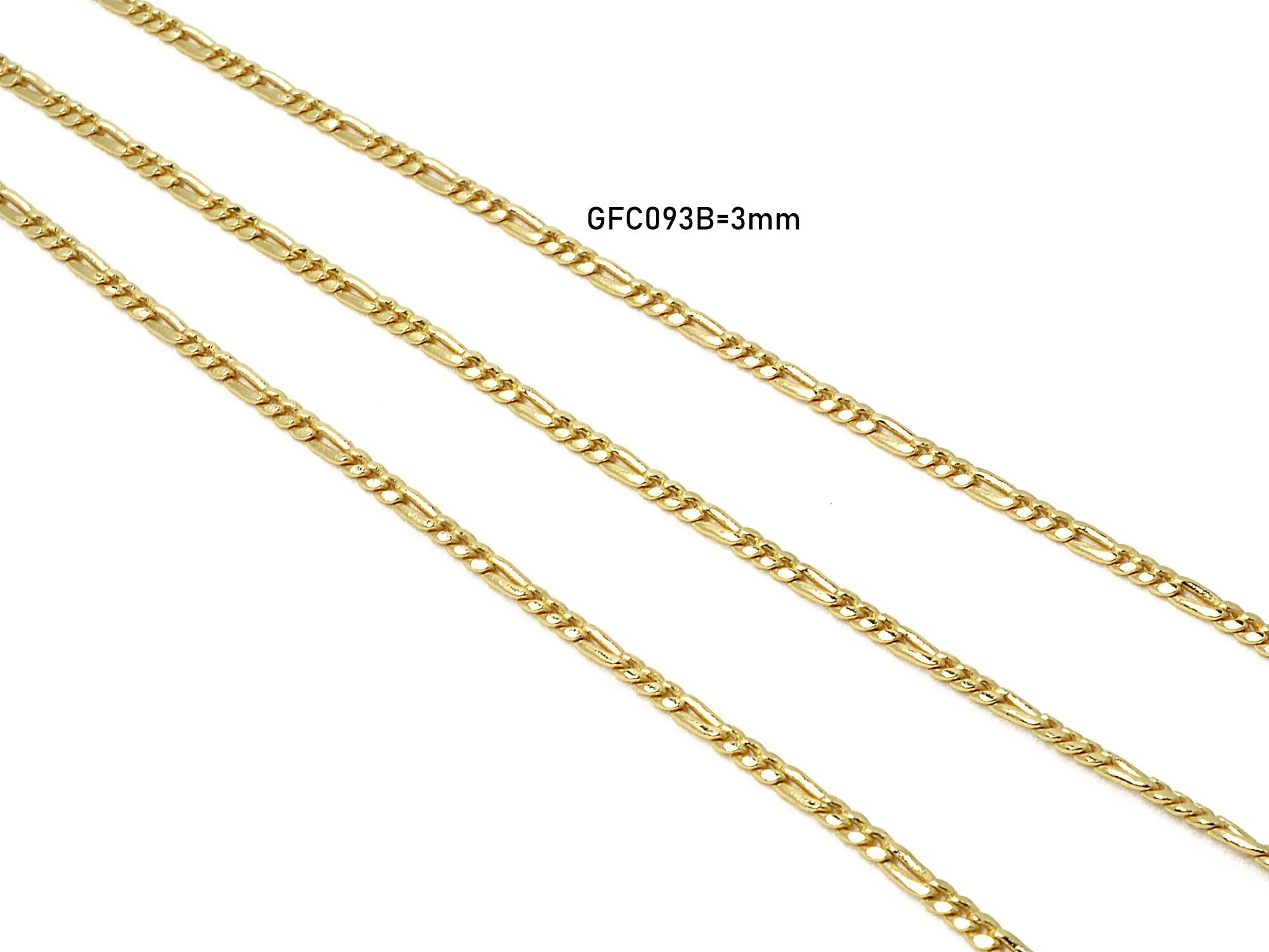 3 Feet 14K Gold Filled Look, Chain Figaro Chain Gold-Filled finding for Jewelry Making 3/3.8/5/6mm