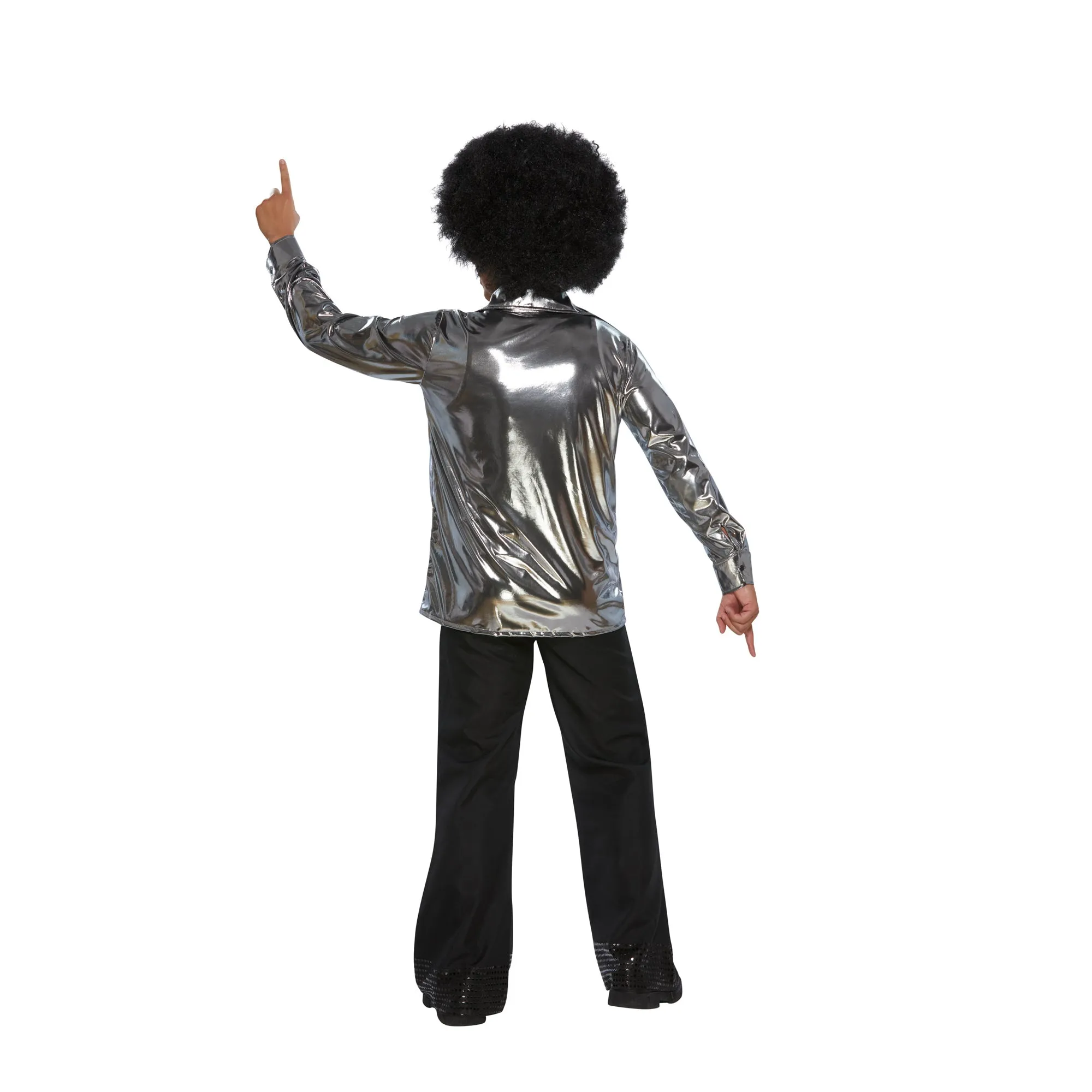 70s Disco Silver Shirt for Plus Size Adults