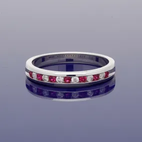 9ct White Gold Ruby & Diamond Eternity Ring