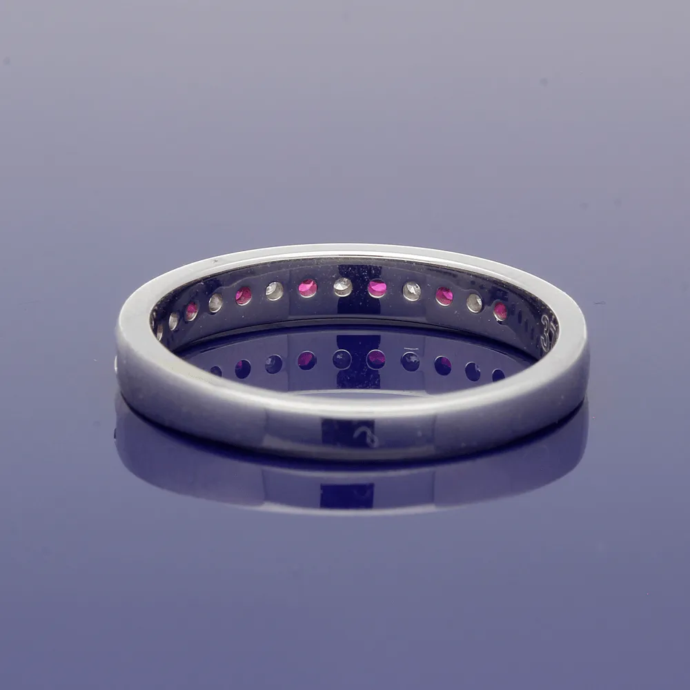 9ct White Gold Ruby & Diamond Eternity Ring