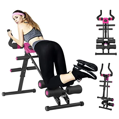 Ab Trainer Foldable Abdominal Trainer, Ab Vertical 5 Minute Shaper Waist Trainer Core Toner Ab Cruncher Fitness Machine Equipment W/ LED Counter