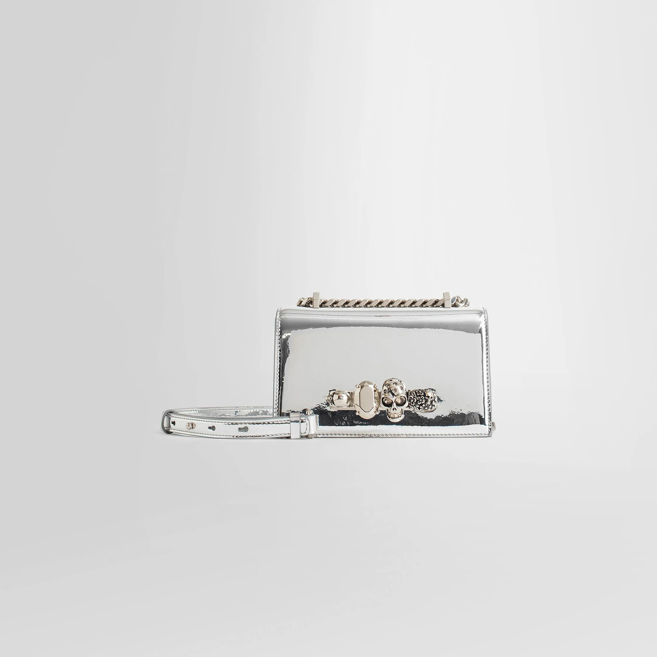 ALEXANDER MCQUEEN WOMAN SILVER CROSSBODY BAGS