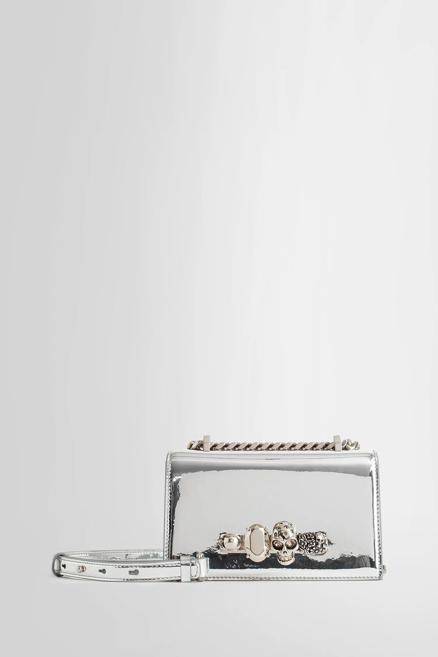 ALEXANDER MCQUEEN WOMAN SILVER CROSSBODY BAGS