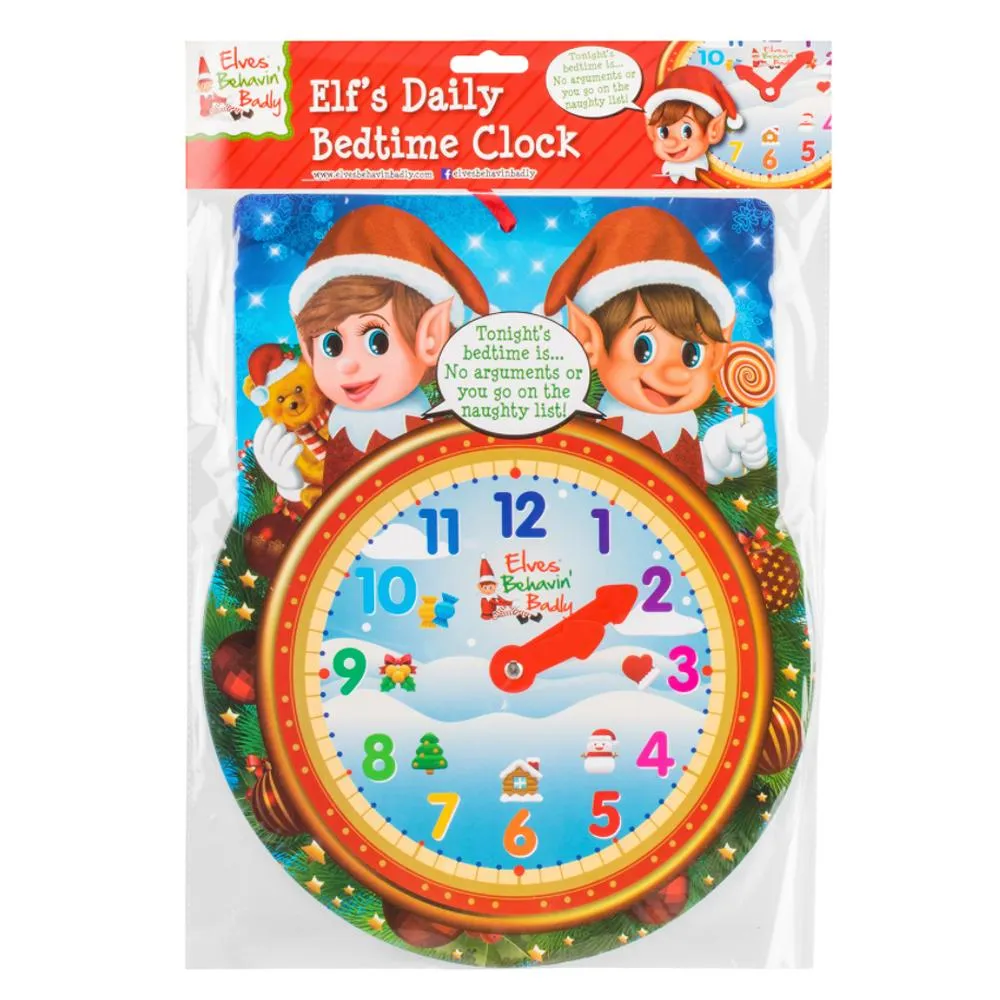 Christmas Elf Daily Bedtime Clock With Adjustable Hands