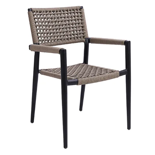 Coastal Comfort Patio Arm Chair With Synthetic Polyester Fabric Seat and Back