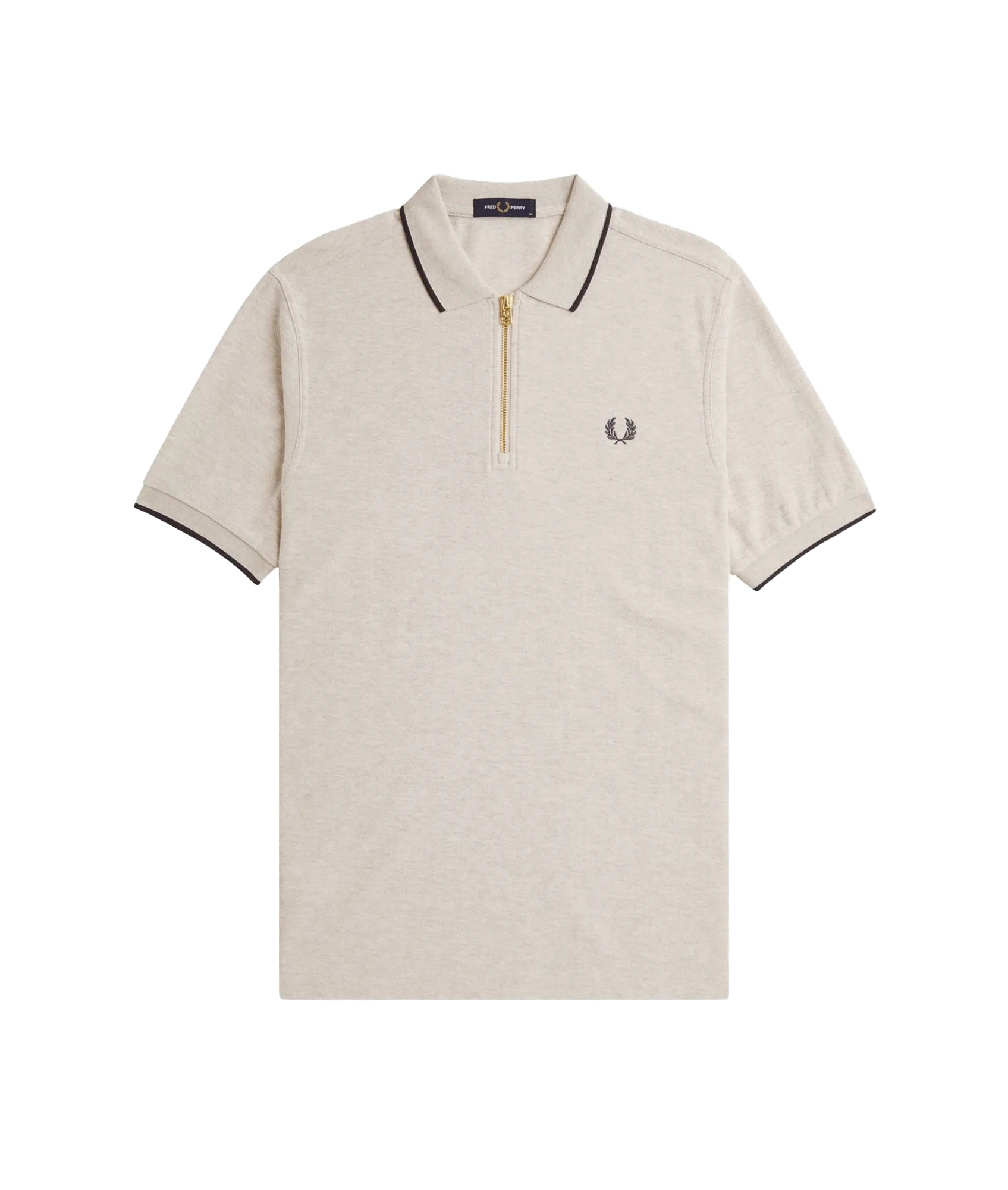 Crepe Piqué Zip Neck Polo Shirt - Cream