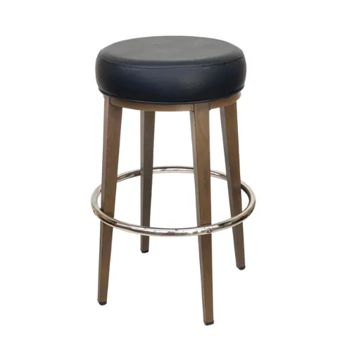 Dublin Dynasty Bar Stool Walnut Frame Upholstered Black Seat