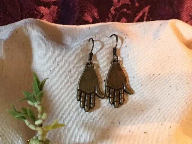 Earrings hand shaped/hand therapy jewelry / brown open hand