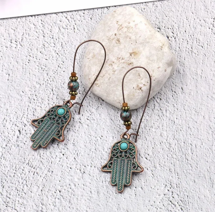 Earrings/Hand Shaped/Hand therapy jewelry/bohemian Hamsa hand drop earrings