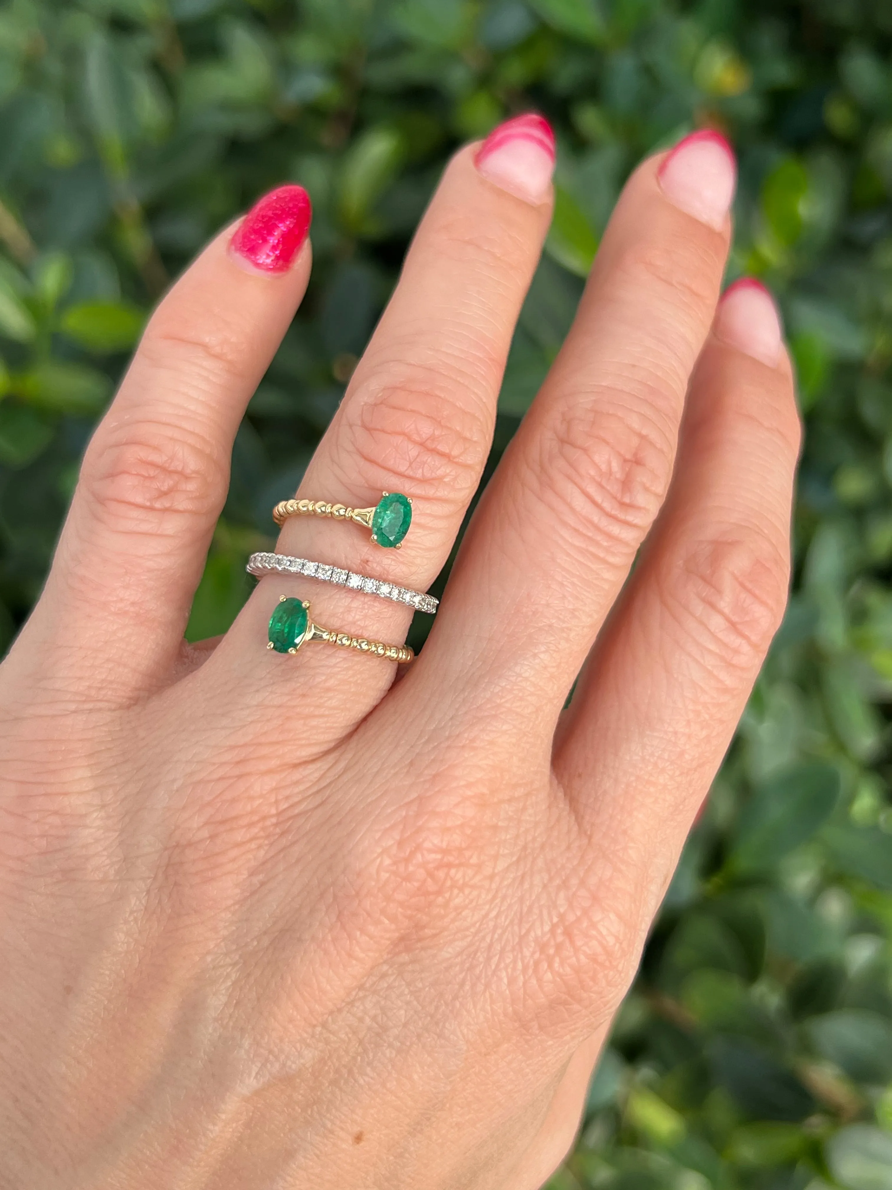 Emerald and Diamond Wrap Ring