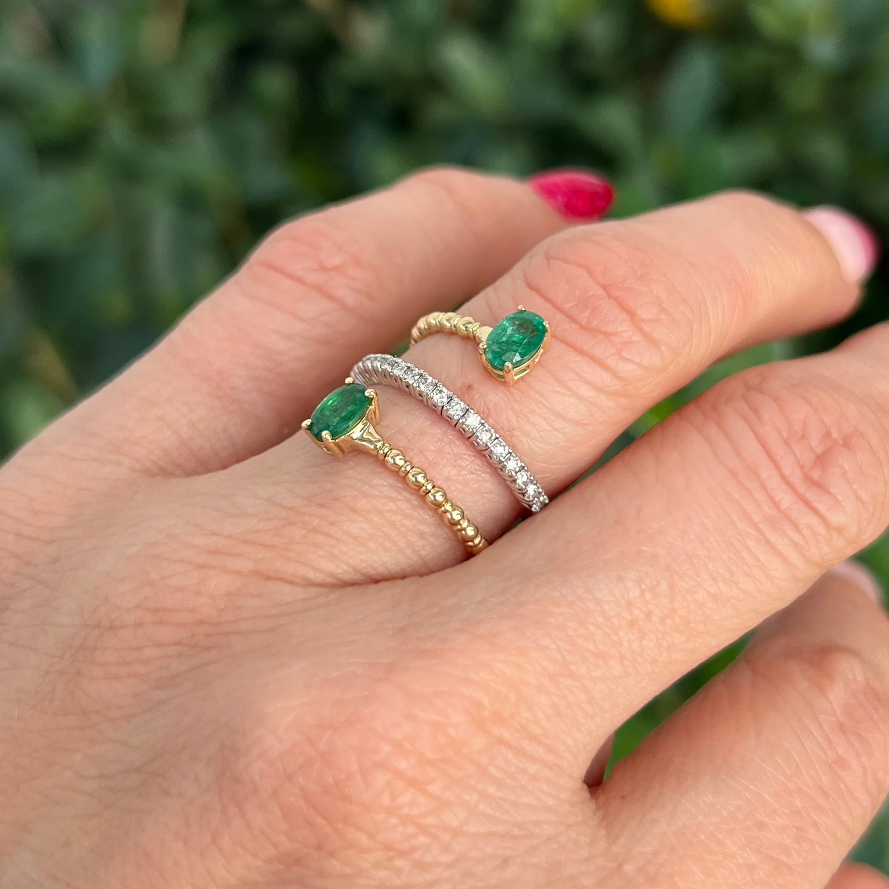 Emerald and Diamond Wrap Ring