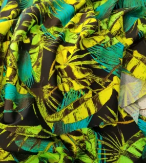 ENd of Bolt: 1 yard of Designer Deadstock Tropical Paradise Lime Swim/Performance Wear Knit-remnant