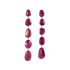 FREEFORM SLICE GLASS FILLED RUBY EARRINGS