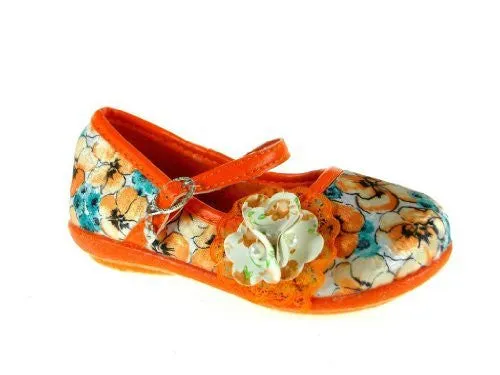 Girls 253 Floral Mary Jane Charm Flat Shoes