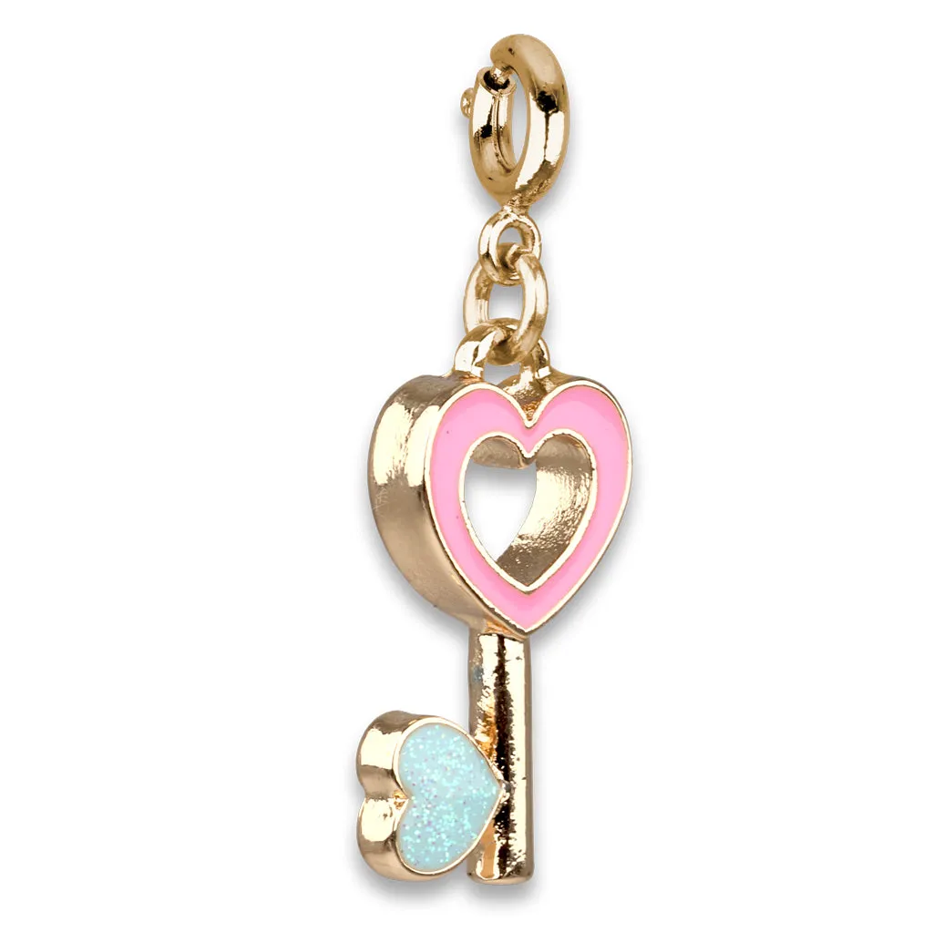 Gold Heart Key Charm