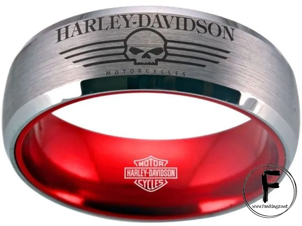 Harley Davidson Ring Silver & Red Wedding Ring | #HarleyDavidson #motorcycle