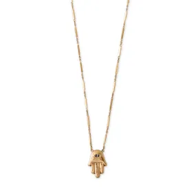 MARQUISE DIAMOND HAMSA SMOOTH BAR NECKLACE