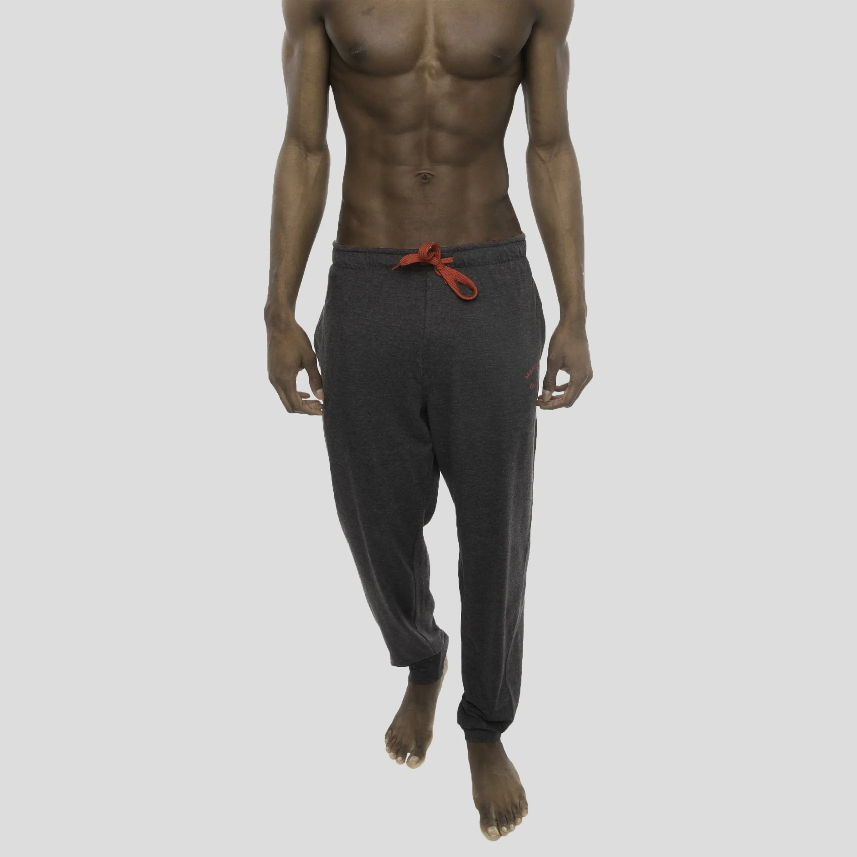 Men's Heather Contrast Elastic Sleep Pants - Charcoal Red - FINAL SALE